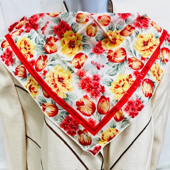 Set of 2 Unused  Cotton Mini Scarf 18" Oscar Dela Renta , 22" Celine Parise(29 - Picture 4 of 13